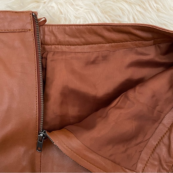 Brown Leather Mini Skirt - Picture 4 of 4